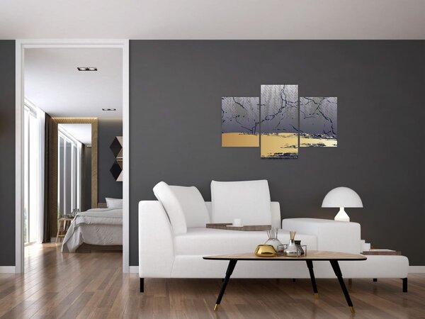 Kép - Kék és arany absztrakció N⁰1 (90x60 cm)