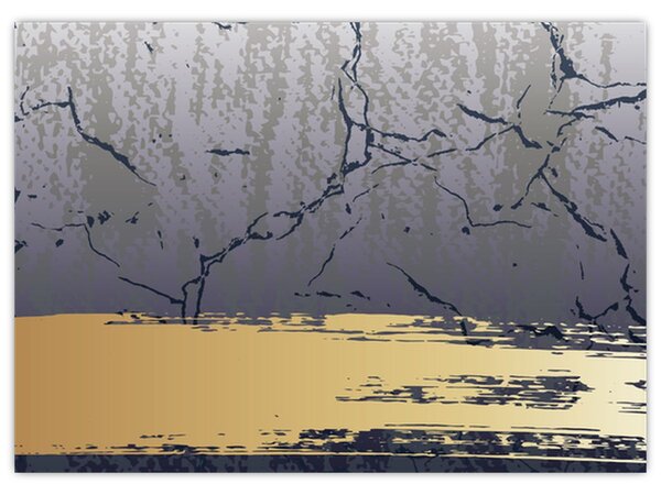 Kép - Kék és arany absztrakció N⁰1 (70x50 cm)