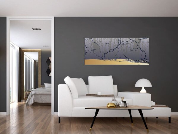 Kép - Kék és arany absztrakció N⁰1 (120x50 cm)