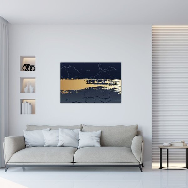 Kép - Kék és arany absztrakció N⁰2 (90x60 cm)