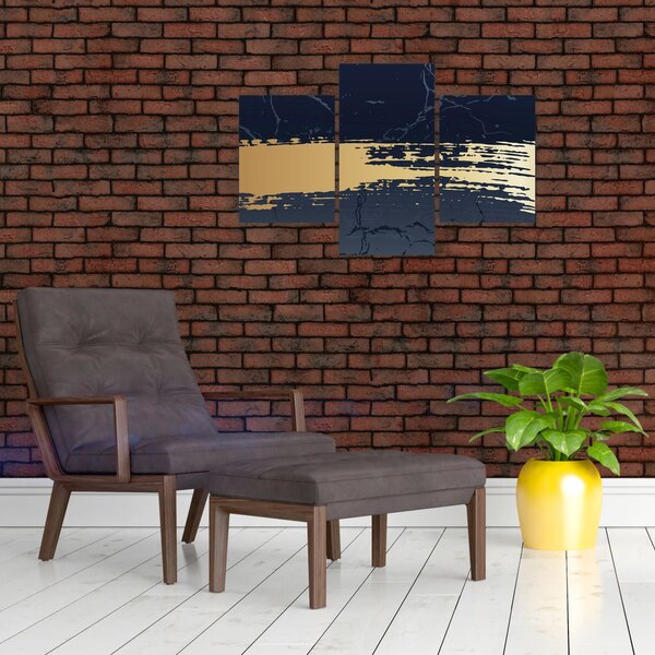 Kép - Kék és arany absztrakció N⁰2 (90x60 cm)