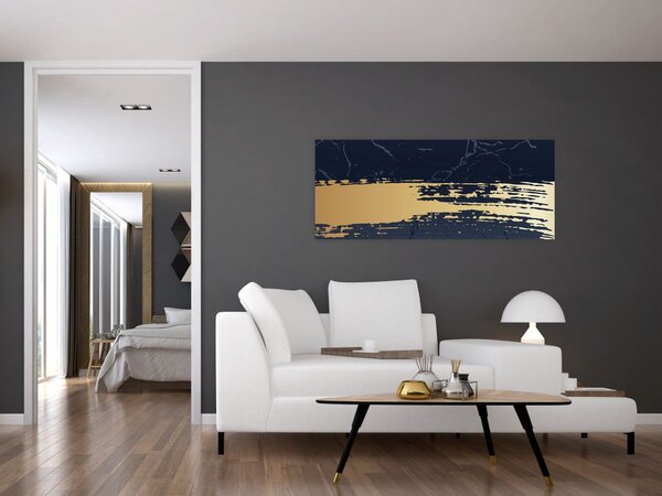 Kép - Kék és arany absztrakció N⁰2 (120x50 cm)
