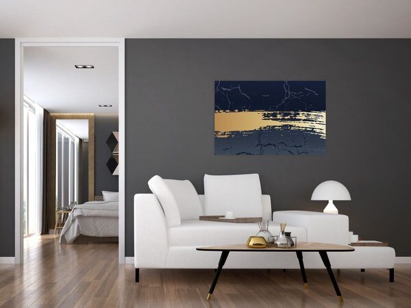 Kép - Kék és arany absztrakció N⁰2 (90x60 cm)