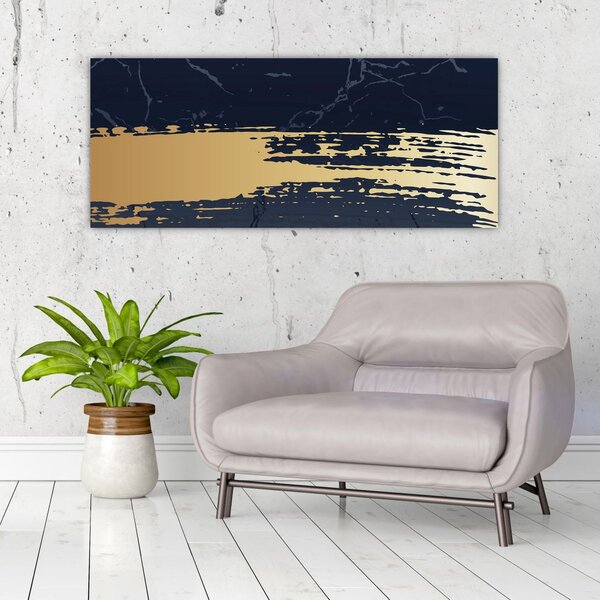 Kép - Kék és arany absztrakció N⁰2 (120x50 cm)