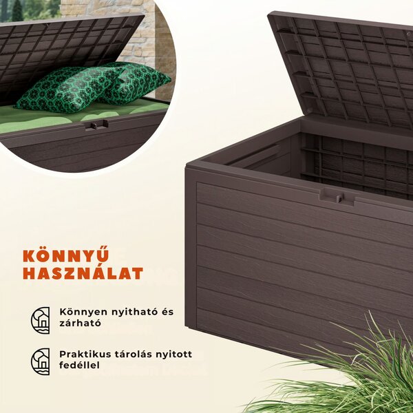 WOODEBOX tárolódoboz, 280l, 120x46x57cm, sötétbarna Prosperplast