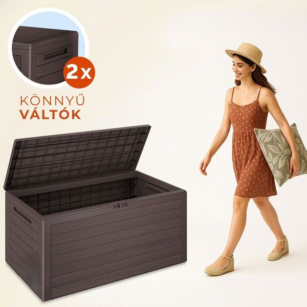 WOODEBOX tárolódoboz, 280l, 120x46x57cm, sötétbarna Prosperplast