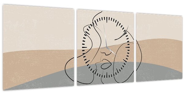 Kép - Line art csók (órával) (90x30 cm)
