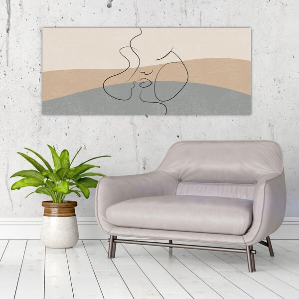 Kép - Line art csók (120x50 cm)
