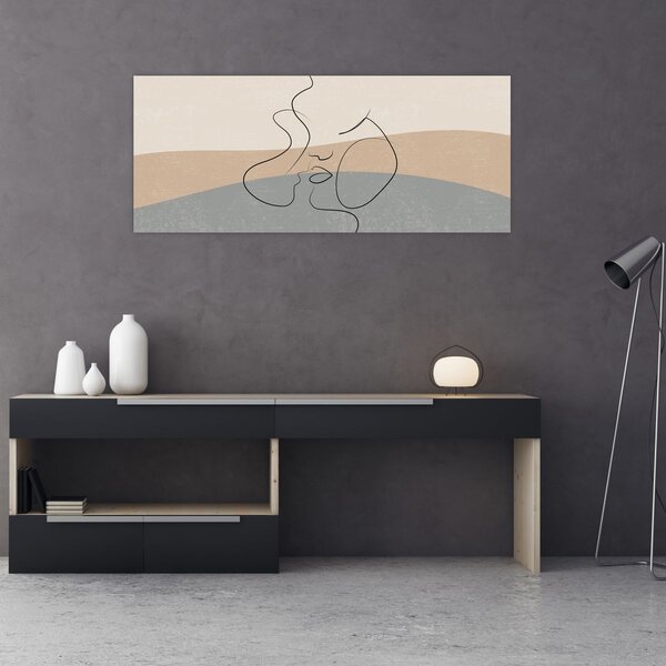 Kép - Line art csók (120x50 cm)