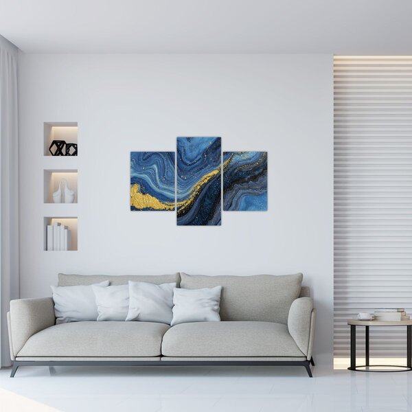 Kép - Kék-arany absztrakció (90x60 cm)