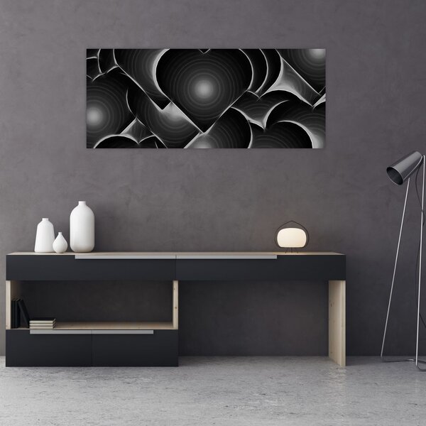 Fekete-fehér szív képe (120x50 cm)