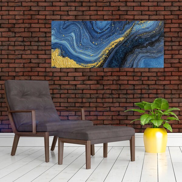 Kép - Kék-arany absztrakció (120x50 cm)