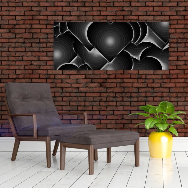Fekete-fehér szív képe (120x50 cm)