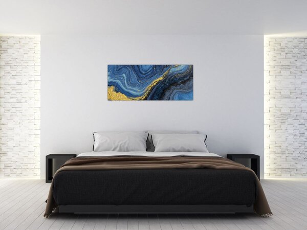 Kép - Kék-arany absztrakció (120x50 cm)
