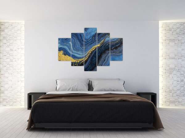 Kép - Kék-arany absztrakció (150x105 cm)