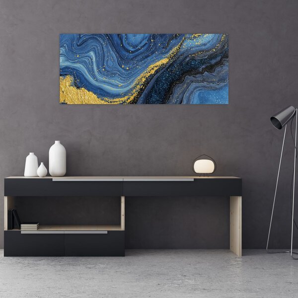 Kép - Kék-arany absztrakció (120x50 cm)