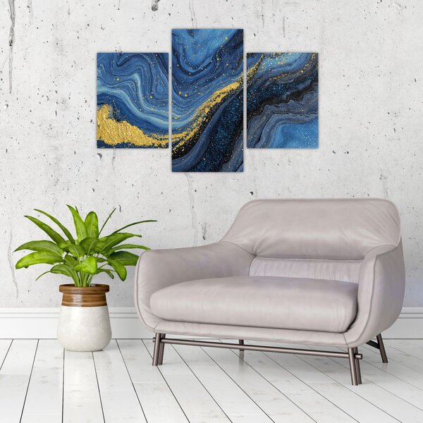 Kép - Kék-arany absztrakció (90x60 cm)