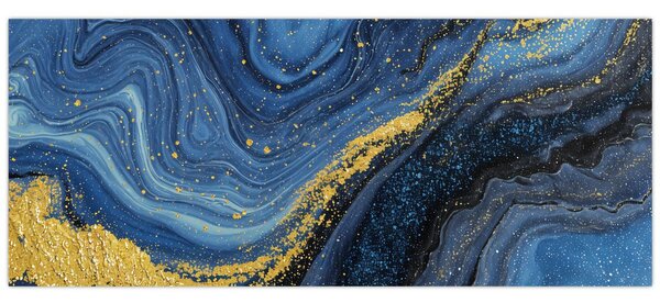 Kép - Kék-arany absztrakció (120x50 cm)