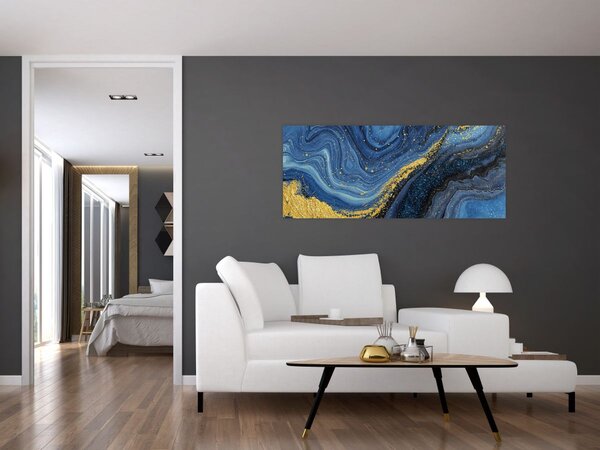 Kép - Kék-arany absztrakció (120x50 cm)