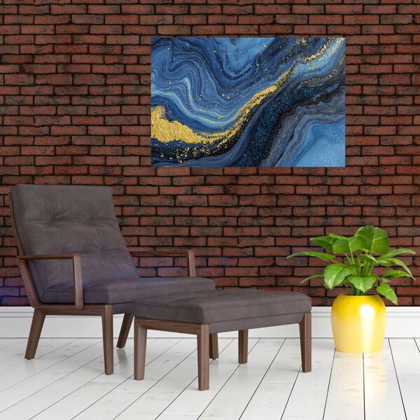 Kép - Kék-arany absztrakció (90x60 cm)