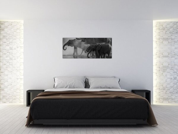 Elefánt képe - fekete fehér (120x50 cm)