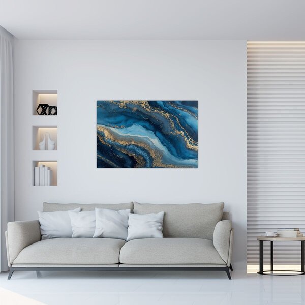 Kép - Kék márvány absztrakció (90x60 cm)