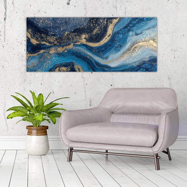 Kép - Kék-arany absztrakt márvány (120x50 cm)