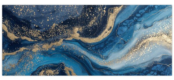 Kép - Kék-arany absztrakt márvány (120x50 cm)