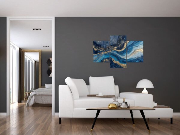 Kép - Kék-arany absztrakt márvány (90x60 cm)