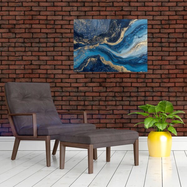 Kép - Kék-arany absztrakt márvány (70x50 cm)