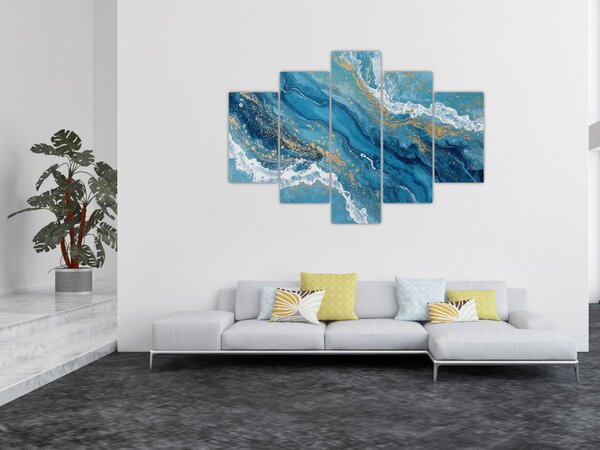 Kép - Világoskék márvány arannyal II. (150x105 cm)