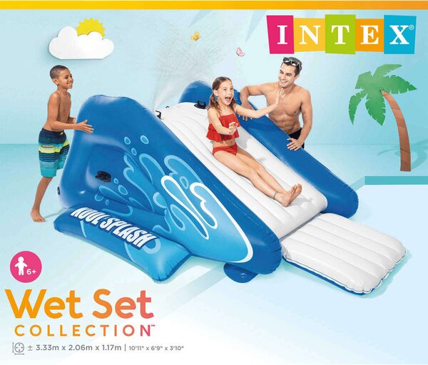 Intex 333x206x117cm Kool Splash felfújható vízi Csúszda (58849NP) - kék-fehér