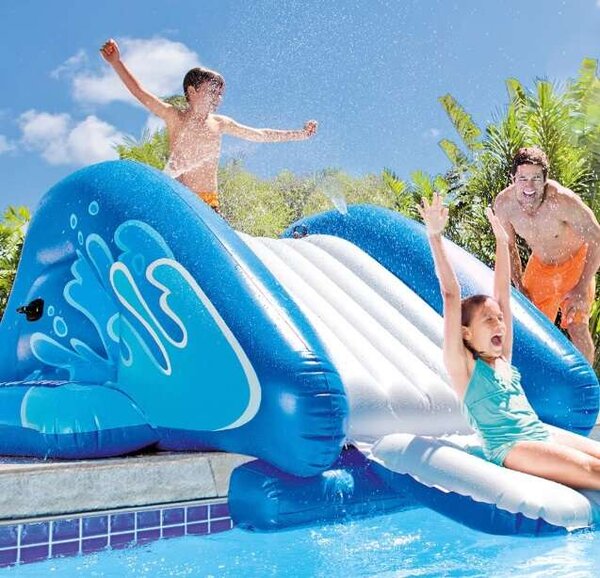 Intex 333x206x117cm Kool Splash felfújható vízi Csúszda (58849NP) - kék-fehér