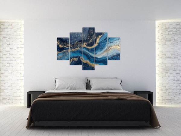 Kép - Kék-arany absztrakt márvány (150x105 cm)