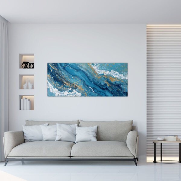 Kép - Világoskék márvány arannyal II. (120x50 cm)