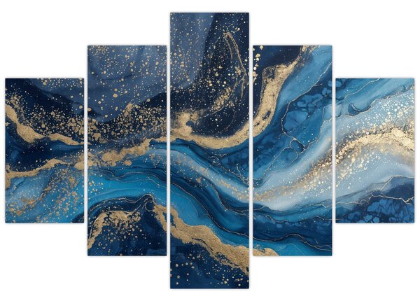 Kép - Kék-arany absztrakt márvány (150x105 cm)
