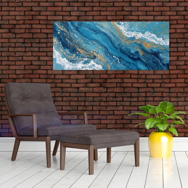 Kép - Világoskék márvány arannyal II. (120x50 cm)
