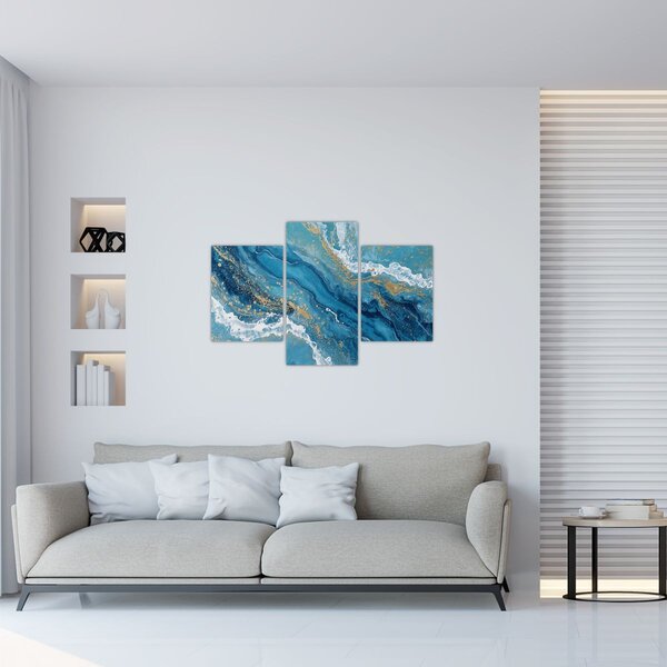 Kép - Világoskék márvány arannyal II. (90x60 cm)