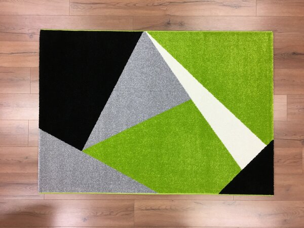 Barcelona 198 zöld-fekete geometriai mintás szőnyeg 160x230 cm