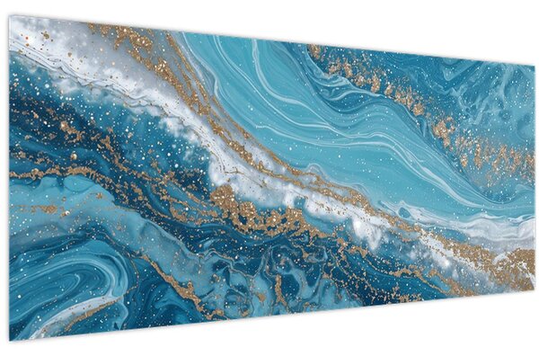 Kép - Világoskék márvány arannyal I. (120x50 cm)
