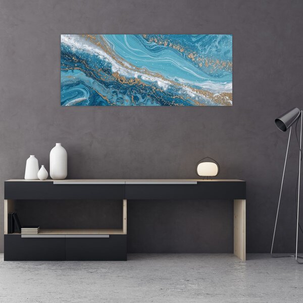 Kép - Világoskék márvány arannyal I. (120x50 cm)