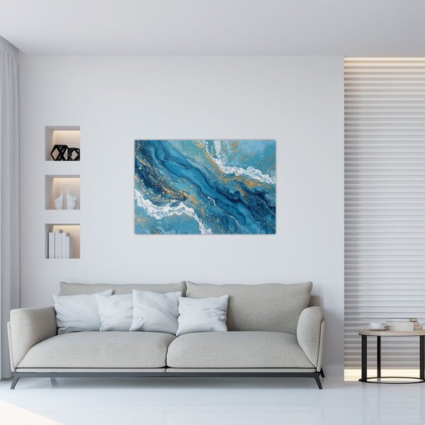 Kép - Világoskék márvány arannyal II. (90x60 cm)