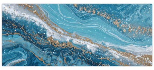 Kép - Világoskék márvány arannyal I. (120x50 cm)