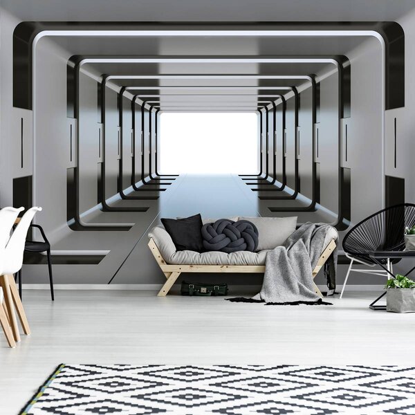 Fotótapéta - 3D ezüst alagút (152,5x104 cm)