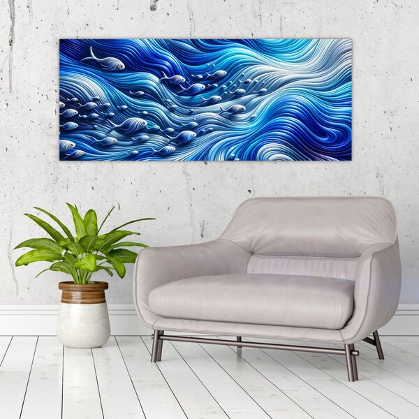 Kép – Halak a hullámokban (120x50 cm)