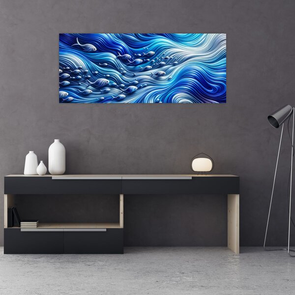 Kép – Halak a hullámokban (120x50 cm)