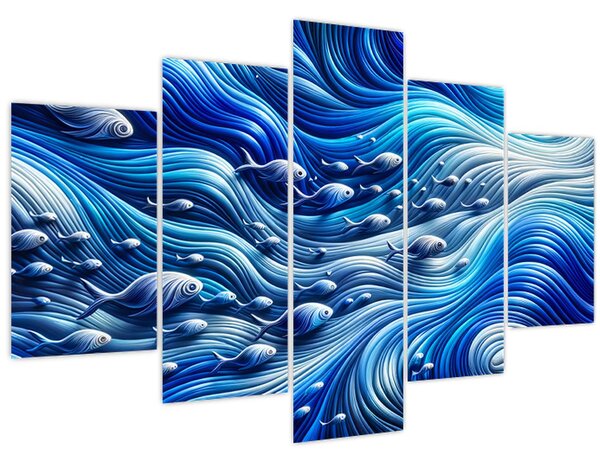 Kép – Halak a hullámokban (150x105 cm)