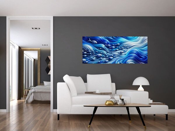 Kép – Halak a hullámokban (120x50 cm)