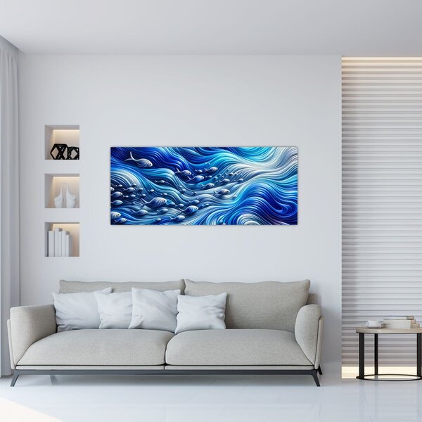 Kép – Halak a hullámokban (120x50 cm)