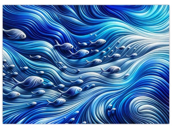 Kép – Halak a hullámokban (70x50 cm)